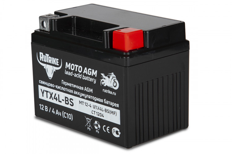 Аккумулятор стартерный для мототехники Rutrike YTX4L-BS (12V/4Ah) в Оренбурге