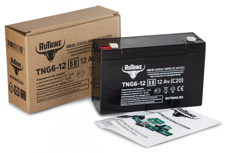 Тяговый гелевый аккумулятор RuTrike TNG 6-12 (6V12A/H C20) в Оренбурге
