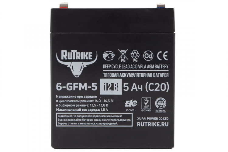 Тяговый гелевый аккумулятор RuTrike 6-GFM-5 (12V5A/H C20) в Оренбурге